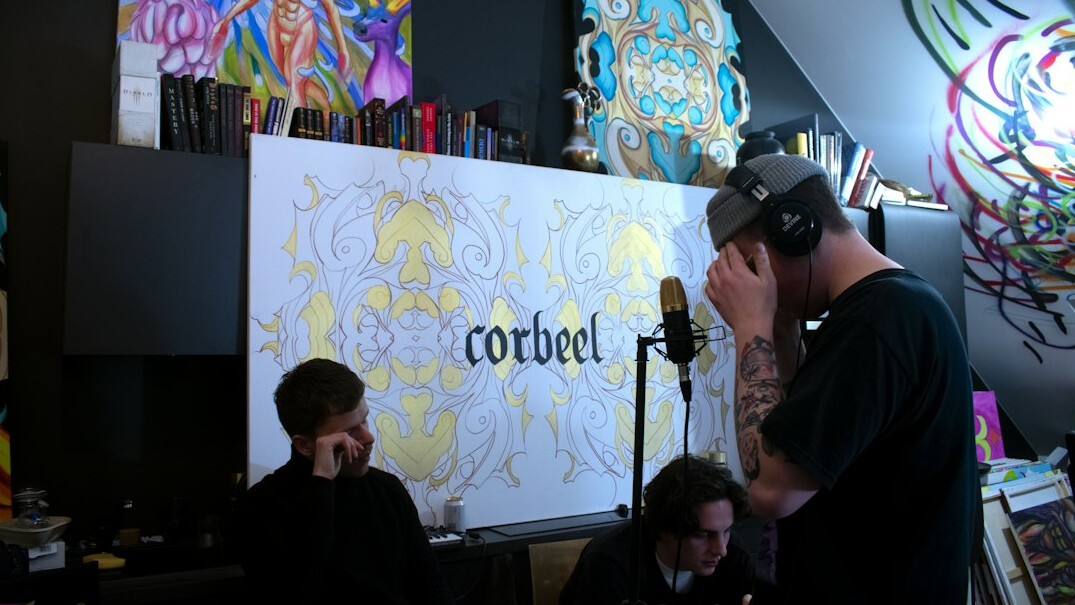 Two radio presenters recording a morning talk show in a studio
